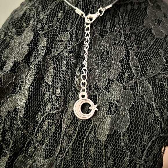 The Moon Tarot Card Pendant Necklace with a Starry Moon Back of Neck Charm - Picture 5 of 12